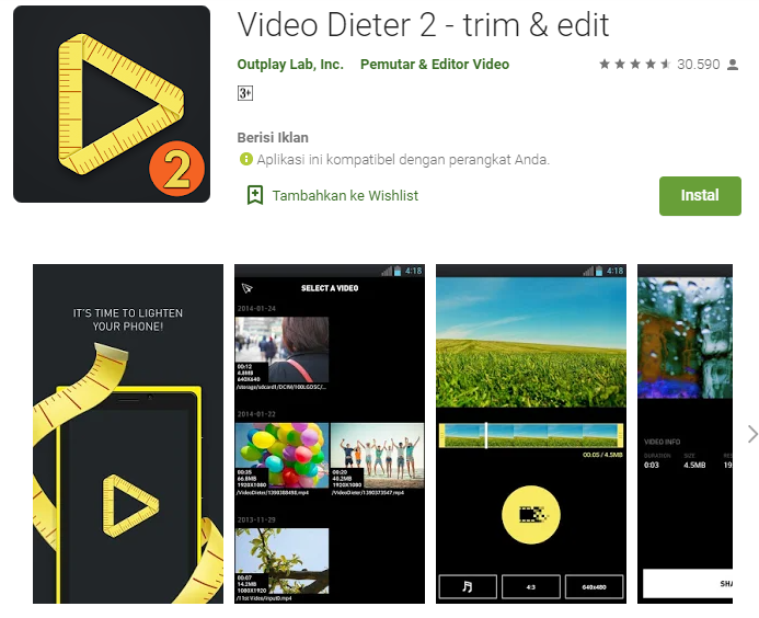 Video Dieter 2 salah satu aplikasi kompres video terbaik di HP Android